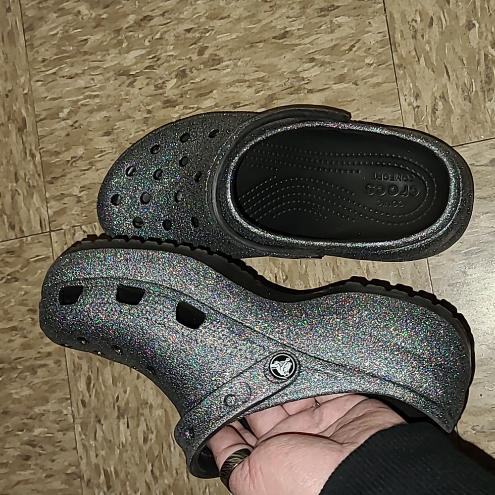 NWOB -CROCS Glitter 2 Platform (holographic rainbow glitter)